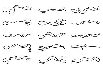 Set of hand drawn marker pen stroke line white background design element doodle scribble Rough charcoal strokes. Collection of vector grunge brushes. Vector horizontal chalk lines drawn by hand.