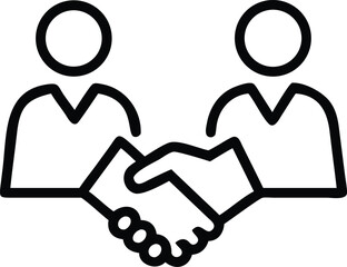 Business agreement icon in handshake silhouette style representing partnership, contract, collaboration and corporate agreement on white background.