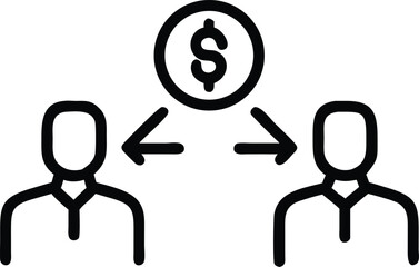 Business agreement icon in handshake silhouette style representing partnership, contract, collaboration and corporate agreement on white background.