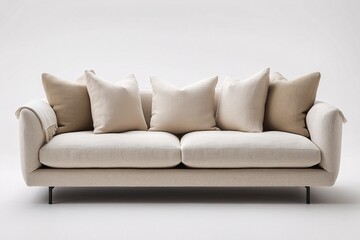 Fototapeta premium Modern Beige Sofa - Stylish Interior Design Element for Cozy Home Decor
