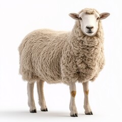 Fototapeta premium Fluffy and Woolly Sheep in Pasture. Sustainable Farming and Wool Production in Rural Agriculture