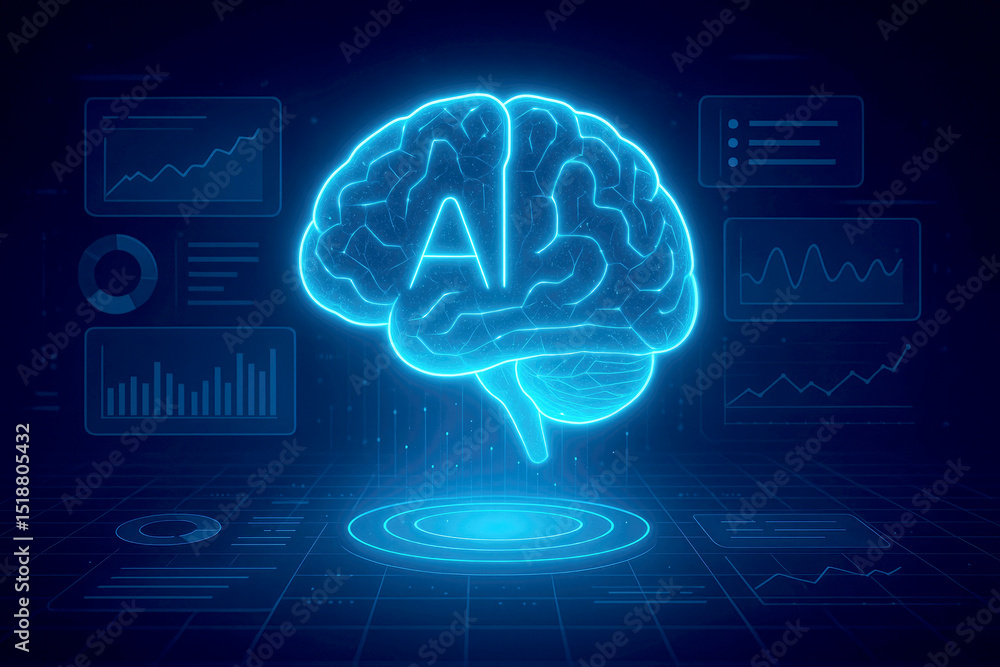 Poster ai brain neural network digital technology data