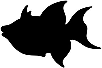 Queen Triggerfish Silhouette Vector Shadow Illustration
