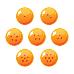 Seven Crystal Star Balls Vector Illustration