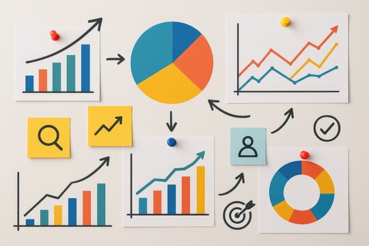 Business growth strategy charts graphs data analysis