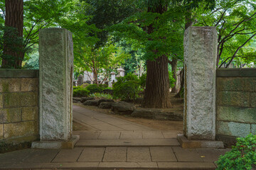 Tokyo, Japan - Sep 30 2024, Panoramic view of the cemetery on the grounds of Gotokuji Temple, without people, in cloudy weather, at daytime, Tokyo, Japan