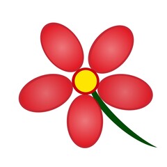 red flower is blooming. Vector illustration 