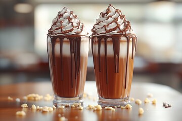 Indulgent Chocolate Milkshake Dessert with Whipped Cream and Chocolate Sauce - The Ultimate Sweet Treat for Cafe and Restaurant Menus