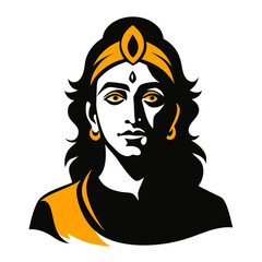 Lord Krishna Charcoal Sketch Portrait