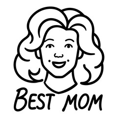 lettering best mom with line art mom face