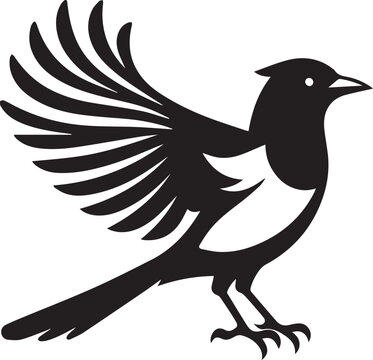magpie bird silhouette vector, magpie bird vector illustration, magpie bird logo vector black and white