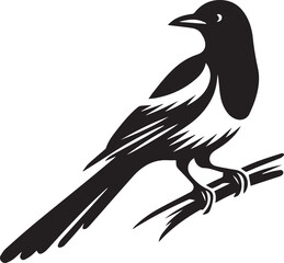 Obraz premium magpie bird silhouette vector, magpie bird vector illustration, magpie bird logo vector black and white