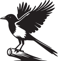 Obraz premium magpie bird silhouette vector, magpie bird vector illustration, magpie bird logo vector black and white