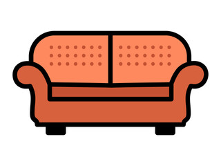 red sofa isolated on white background