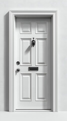 Modern White Front Door with Elegant Knocker: A Minimalist Home Entrance Design