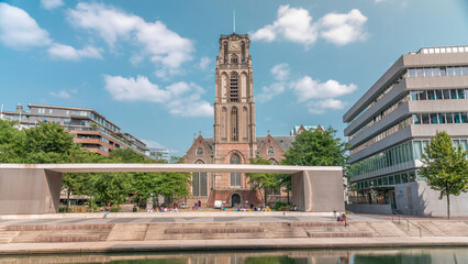 Hyperlapse of Laurenskerk on Grotekerkplein, Rotterdam. Netherlands