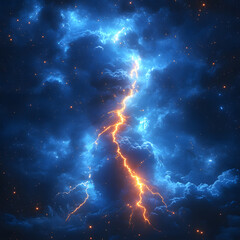Electric blue lightning bolt with vibrant energy, illuminating against the backdrop.