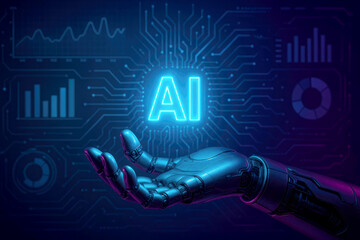 Ai technology futuristic robotic hand presenting artificial intelligence