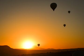 hot air balloon flight at sunrise