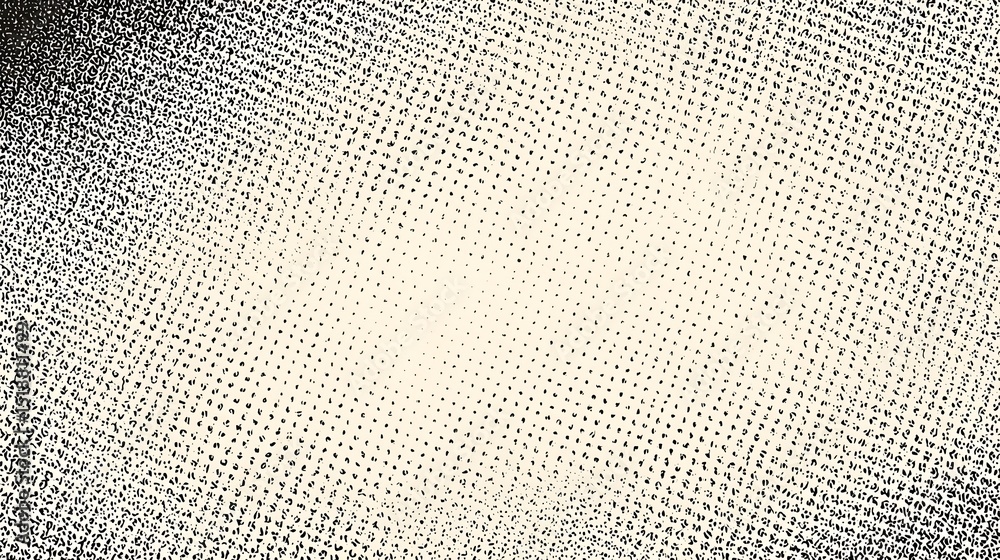 Poster Monochrome halftone texture with a pattern of faint dots and a soft faded vignette effect creating a retro newspaper inspired or comic style aesthetic