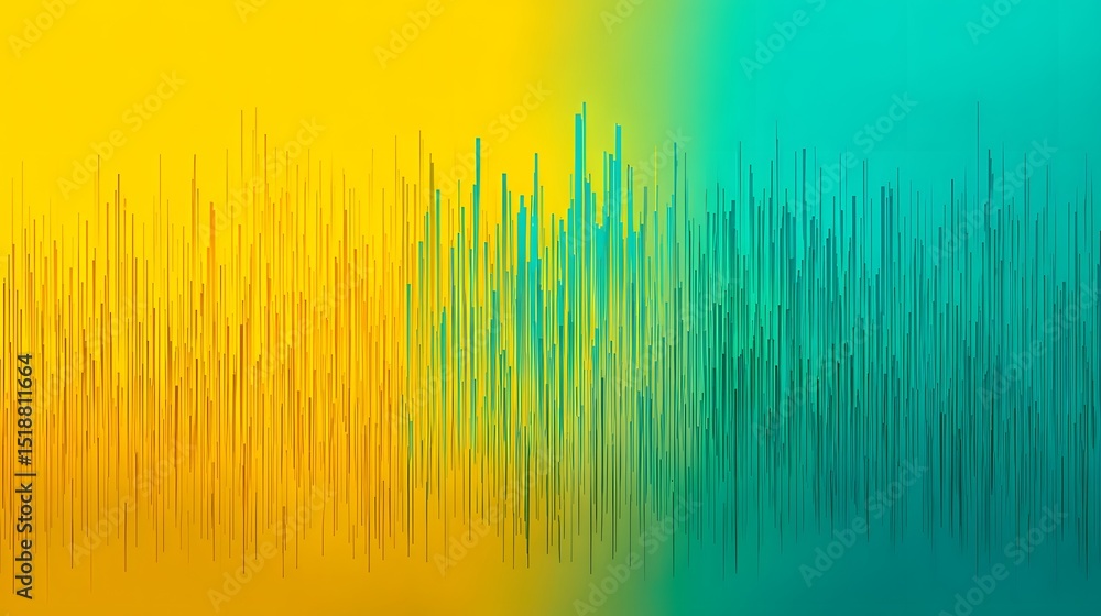 Poster Striking abstract background featuring a vibrant gradient transition from yellow to cyan with a dynamic and textured vertical line pattern creating a modern eye catching visual