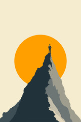 Naklejka premium Success, Business, Mind, Communication, Brain, Emotional Intelligence, Person, Man, Woman, Mountain, Road, Happiness, Thoughts, Mental Health, Mindset, Artwork, Vector