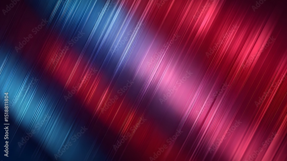 Poster Striking diagonal gradient in shades of red pink and blue with dynamic retro futuristic digital lines creating a bold eye catching abstract background