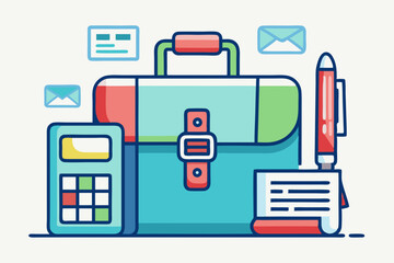 business suitcase papers calculator