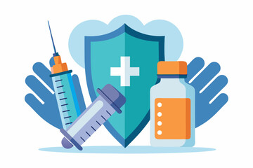 vaccine vial syringe protective gloves