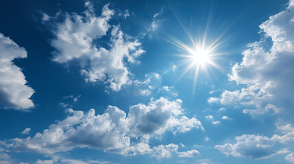 太陽が輝く夏の青空
Radiant Summer Sky with Sun Flare