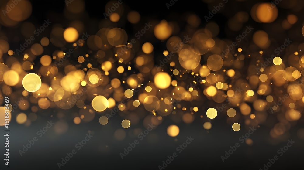 Poster Soft luminous golden bokeh orbs floating in a dreamy atmospheric setting evoking a celebratory and captivating mood