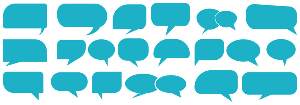 speech bubbles set collection, speech, comic, cartoon, talk. dialogue box silhouette vector set.