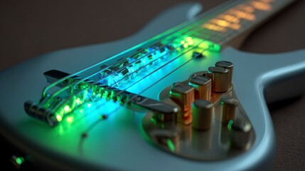Electric bass guitar with colorful led lighting