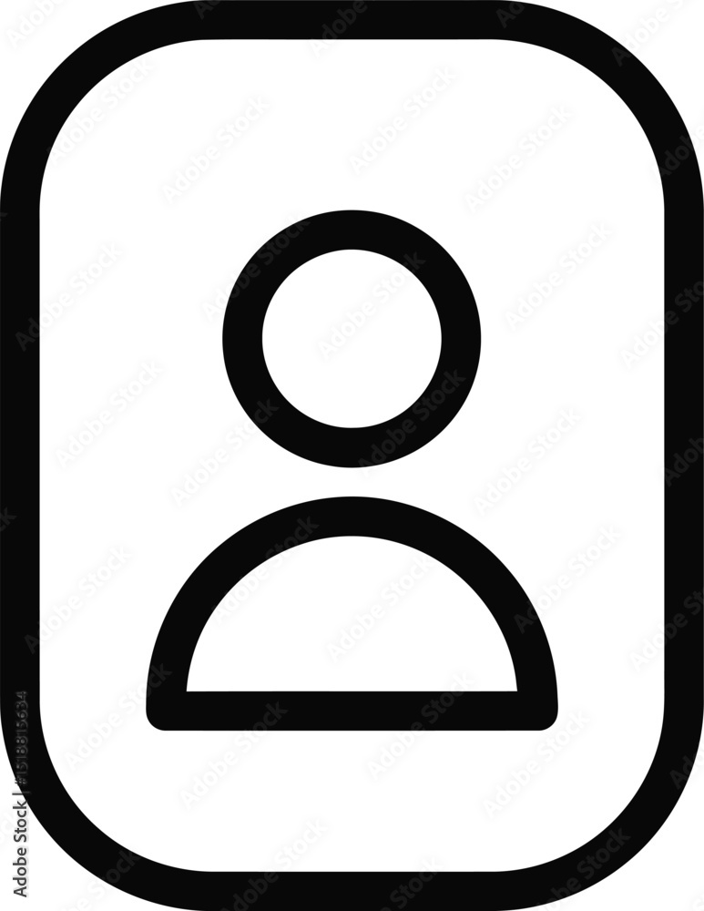 Poster outline of a person icon in a rounded rectangle frame