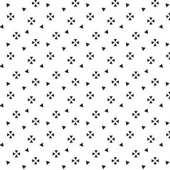 Black and white vector seamless pattern with small diamonds , star shapes ,rhombuses .Abstract black and white geometric texture .Simple minimal wide repeat background .