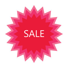 Bright red sale badge with jagged edges