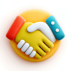 Colorful 3D Handshake Illustration: Symbol of Partnership, Teamwork, and Business Agreement