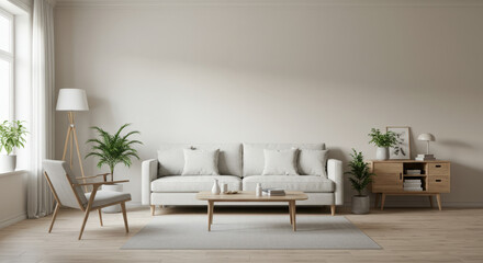 Fototapeta premium Minimalist Scandinavian Living Room Design Ideas & Inspiration
