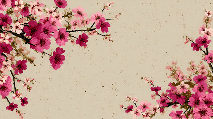 Cherry Blossom Branch in Elegant Pink Floral Design - Perfect Nature Background Wallpaper with Delicate Botanical Textures for Springtime Decor