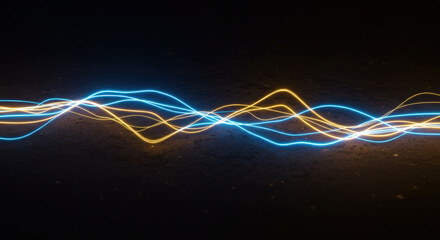 Abstract Futuristic Background Glowing Waves of Light and Energy
