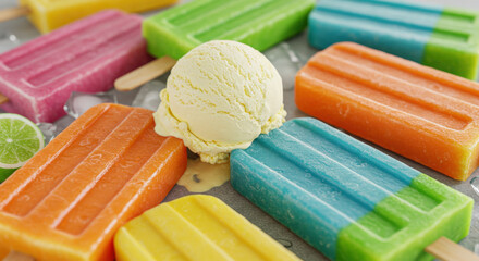 Melting Ice Cream and Colorful Popsicles A Summertime Delight