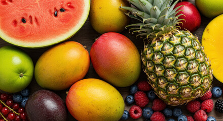 Juicy Summer Fruits Watermelon, Mango, Pineapple, and More