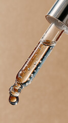 Close-Up of Pipette Dropping Serum: Precision in Pharmaceutical and Cosmetic Formulations