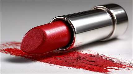 Red Lipstick Glamour: High-Quality Makeup and Cosmetics Product Photography with Shimmery Red Shades and Elegant Beauty Trends