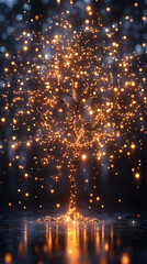 A glowing holographic tree merges futuristic technology with nature in vibrant colors. Abstract digital art symbolizes the harmony of innovation and natural beauty in a high-tech world.

