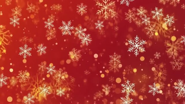festive red and gold gradient background with snowflakes and glowing edges