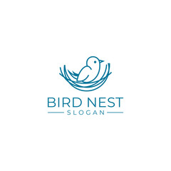 bird nest logo design vector illustration