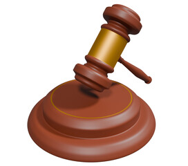 Hammer judge justice concept digital illustration 3d graphic