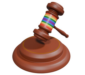 Hammer mallet judge concept justice 3d illustration pride LGBTQ concept