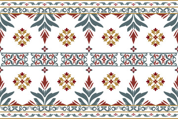 Native ethnic thai geometric pattern samless gold and red on a light gray background. Native thai fabric tiles, rugs, shirts	
